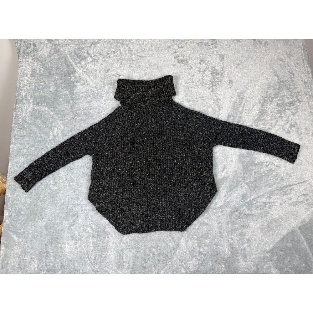 Free People Charcoal Gray Wool Blend Oversized Turtleneck Sweater Womens XS